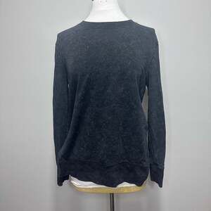 Daily Ritual Women's Black Mineral Wash Long Sleeve Crewneck Sweatshirt Size S